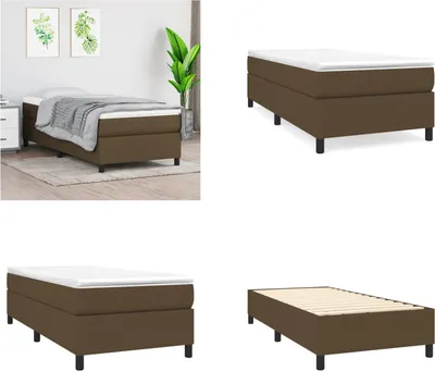 Produktbild von vidaXL Boxspringbett Dunkelbraun 90x190 cm Stoff - Boxspringbett - Boxspringbetten - Bett - Schlafzimmermöbel