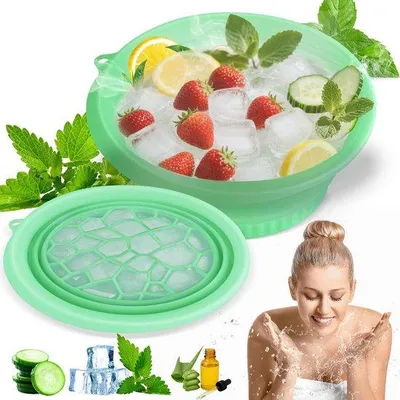 Produktbild von Faltbares Silikon Kommen für Eisgesicht, Tragbares Waschbecken für Zuhause, Camping und Reisen