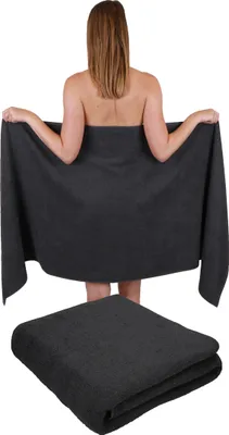 Produktbild von Betz 2 Stück XXL Saunatücher 70 x 200 cm BERLIN Badetücher 100% Baumwolle Farbe – graphit