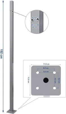 Produktbild von Stützpfosten für Markise GSA002, 11,5 x 11,5 x 152 cm, grau