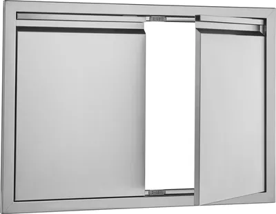 Immagine prodotto di SucceBuy 762x532 mm Porta di accesso al barbecue, doppia porta per cucina esterna, in acciaio inox, da incasso, porta verticale a parete con maniglie incassate per isola barbecue, stazione barbecue