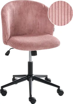 Produktbild von BELIANI Bürostuhl Rosa Cord Drehbar Höhenverstellbar Modernes Design Retro Stil Schreibtischstuhl Computerstuhl für Homeoffice Büro Arbeitsplatz
