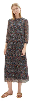 Produktbild von TOM TAILOR Damen Mesh-Kleid mit Plissee & Knopfleiste