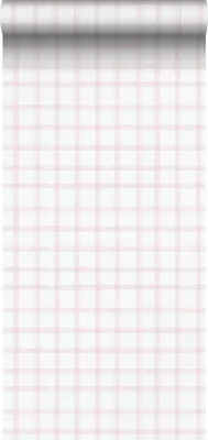 Zdjęcie produktu dla Sanders & Sanders Tapeta sprawdź wzór jasnego różuIbiałym 53 cm x 10.05 m