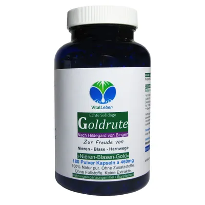 Produktbild von Echte Goldrute Solidago Goldrutenkraut 180 Kapseln - Nieren - Blase - Harnwege - NATUR pur ohne Zusatzstoffe nach Hildegard von Bingen.