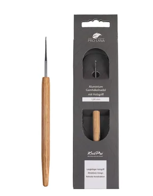 Produktbild von Pro Lana KnitPro NATURAL Aluminium Häkelnadel mit Birkenholzgriff 0,5 - 12 mm Durchmesser 1.0 mm