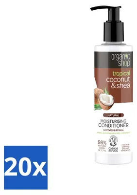 Imagen del producto de 20 unidades de acondicionador de coco y manteca de karité de Organic Shop: nutritivo e hidratante, 280 ml. Paquete económico