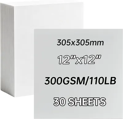 Productafbeelding van Wit karton, 300 g/m², 30 x 30 cm, 30 vellen, geschikt voor knutselwerkzaamheden