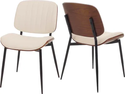 Produktbild von 2er-Set Esszimmerstuhl HWC-O44, Küchenstuhl Stuhl, Bugholz Kunstleder    Walnuss-Optik, weiß