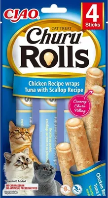 Zdjęcie produktu dla INABA Churu Rolls przysmak dla kota tuńczyk i przegrzebki 4 x 10 g