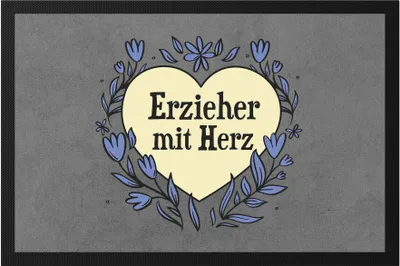 Produktbild von Erzieher mit Herz Fußmatte  Geschenkidee Zum Danke Sagen Bester Erzieher
