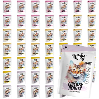 Produktbild von Tuftuf | Feuchtigkeitsspendendes Futter für Katzen - Set 48x300g - Fleischstück mit Kalbfleisch - Nassfutter Mix
