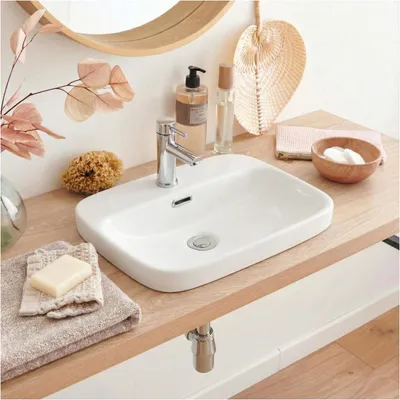 Immagine prodotto di Lavabo rettangolare semincasso in Vetroceramica bianca, 48x37cm