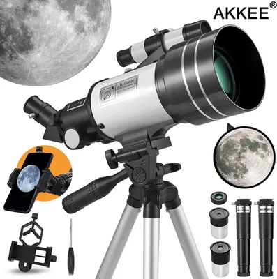 Produktbild von Teleskop Astronomie, Teleskope für Kinder Erwachsene Anfänger, 70 mm Professionelles Astronomie Refraktor Teleskop mit Stativ und Handy-Adapterhalterung