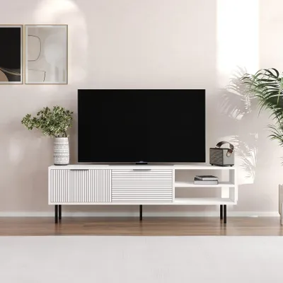 Obrázok produktu pre Skye Decor, Venus - White, TV stolík, biely, 100 % MELAMÍNOVÁ DOSKA, 150 x 30 x 45 cm