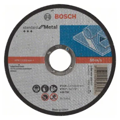 Image de Disque à tronçonner BOSCH à moyeu plat Standard Pour le Métal 115X1.6 MM - 2608603163
