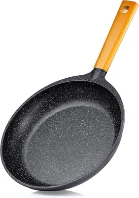 Zdjęcie produktu dla Patelnia Famanu o średnicy 28 cm z drewnianym uchwytem - wygląd marmuru, nadaje się do użytku z płytami indukcyjnymi