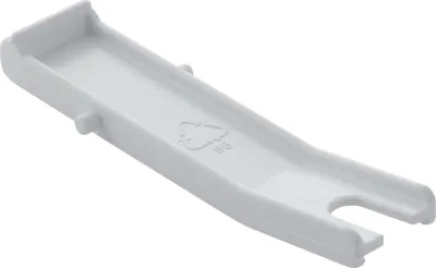 A single white plastic part for a toilet flush mechanism, shown at an angle on a white background.