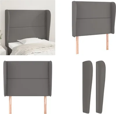 Obrázek produktu pro vidaXL Čelo postele s ušima šedé 103x23x118/128 cm Imitace kůže - Čelo postele - Čelo postele - Čelo postele