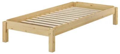 Produktbild von Stapelbett Massivholzbett Kiefer Natur 90x200cm Einzelbett stapelbar Zubehör wählbar V-60.48-09Rollrost inkl.