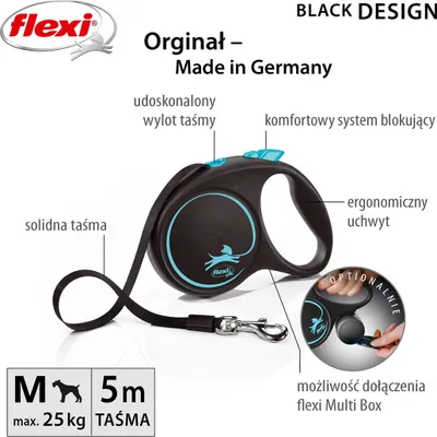 Produktbild von Flexi Automatische Leine Black Design M 5 m  Blau