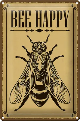 Produktbild von Blechschild Hinweis 20x30cm Bee happy Biene Honig Imkerei
