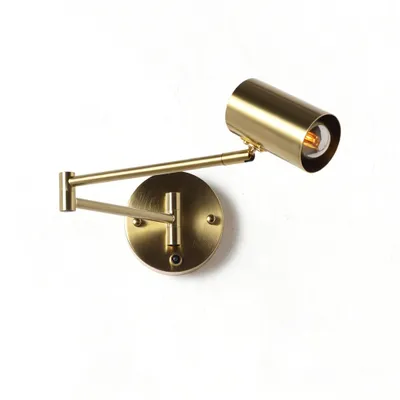 Image de Applique murale Alpinaluz HALLE dorée avec bras orientable, lampe de lecture en métal avec interrupteur et douille E27 pour chambre à coucher, tête de lit et salon