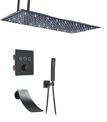 Produktbild von Duscharmatur, thermostatische Steuerung, Deckenmontage, 3-Wege LED