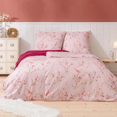 Produktbild von Estella Samt + Seide Flanell Bettwäsche 135x200 Trento azalee Blütenzweige 5463-250