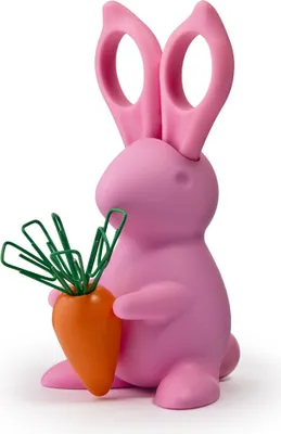 Produktbild von Desk Bunny Pink Büroklammerhalter Schere Schreibtisch-Set Hase ca. 7,2x13,8x8,8cm