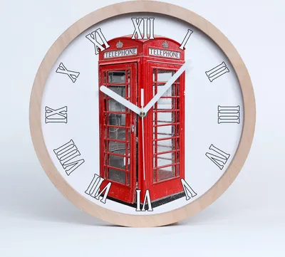 Produktbild von Holzuhr 20fi cm wanduhr - weiße Spitzen - Telefonzelle