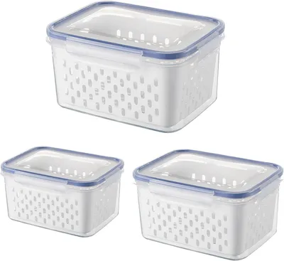 Produktbild von Vorratsdosen mit Deckel 3er-Set, blau 850 ml, 1850 ml, 3300 ml, luftdicht, für Küche