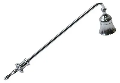 Kerzenlöscher aus Edelstahl, langem Griff, glockenförmig, Silber