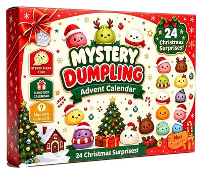 Obrázek produktu pro Squishy Adventní Kalendář 2026 Dumpling Vánoční Kalendář Mačkací Figurka Adventní Kalendář 2026 S Red