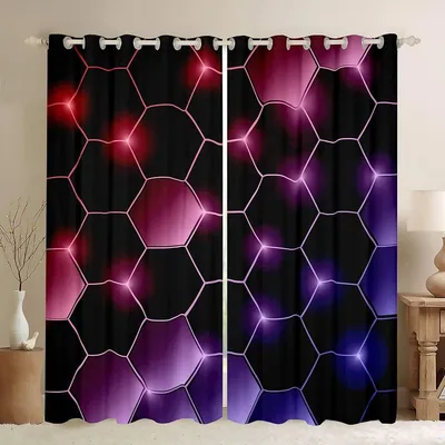 Zdjęcie produktu dla Abstrakcyjne zasłony okienne z geometrycznym wzorem, 46 x 54 cm