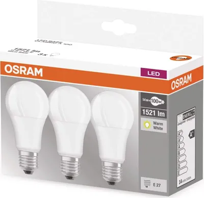 Obrázok produktu pre Osram Base CL A, 14 W, 100 W, E27, 1521 lm, 15000 h, Teplá biela