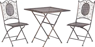 Obrázok produktu pre BELIANI Záhradná bistro sada čierna kovová skladací stôl a 2 stoličky UV odolné retro dizajn balkón terasa záhrada