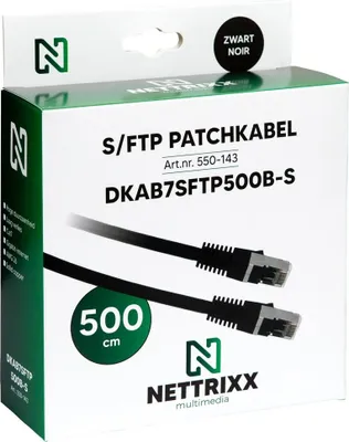Productafbeelding van NETTRIXX - CAT7 SFTP patchkabel, 500 cm, zwart. Artikelnummer: 550143