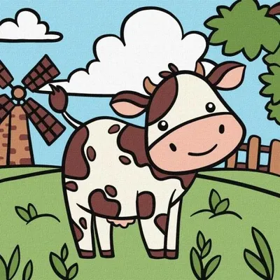 Obrázek produktu pro Malování podle čísel – Veselá kráva 25 x 25 cm – Ideyka