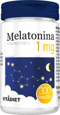 Produktbild von Melatonin 1 mg Schlaf Einschlafhilfe Vitadiet 300 Tabletten