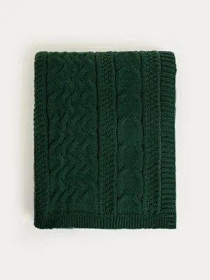 Produktbild von HOMLA FLAVE-Decke, weich, grün, mit Pullover-Strickmuster, 130 x 170 cm