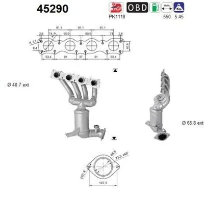 Produktbild von AS Katalysator Kat für BMW 3 Touring (E91) Euro 4/Euro 5 45290
