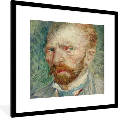 Produktbild von MuchoWow® Gerahmtes Poster Selbstporträt - Vincent van Gogh 40x40 cm - Poster mit Schwarzem Bilderrahmen Wandposter Rahmen Foto Bilder - Poster - Plakat im Rahmen