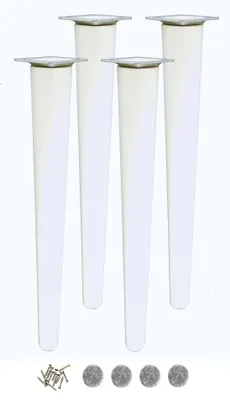 Produktbild von 4x Holzbeine Möbelbeine – Gerade 45 cm – Montageset – Buche Weiß lackiert