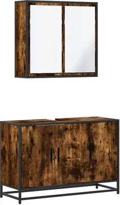 Produktbild von vidaXL 2-tlg. Badmöbel-Set Räuchereiche Holzwerkstoff
