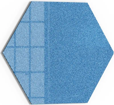 Produktbild von DEQORI Magnettafel Glas 55x48 cm 6-eckig 'Jeansmaterial' beschreibbar Whiteboard