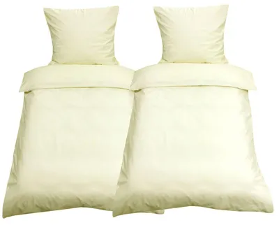 Produktbild von 4 tlg Uni Bettwäsche 135x200 Beige Einfarbig Renforce Garnitur 100% Baumwolle