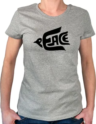 Produktbild von Huuraa Damen T-Shirt Peace Friedenstaube L Sport Grey Bio Baumwolle Fairtrade Damenshirt Geschenkidee
