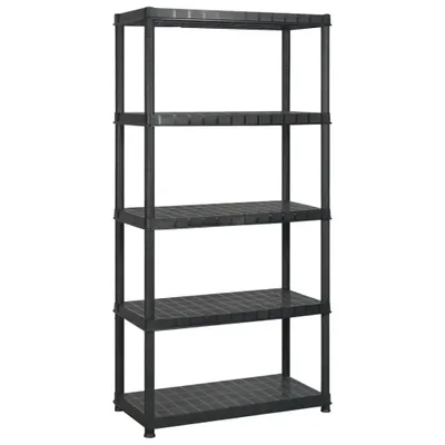 Image de vidaXL Étagère de stockage avec 5 étagères noir 170x40x185 cm plastique