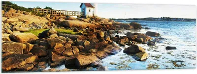 Produktbild von Bilder auf glas - Leuchtturm Ufer Wolke Landschaft - 160x50cm - Glasbilder - Wandbilder - Kunstdruck - zum Aufhängen bereit - Wanddekoration aus Glas - Glas Bilder - Wandbild auf Glas - GAB160x50-2973